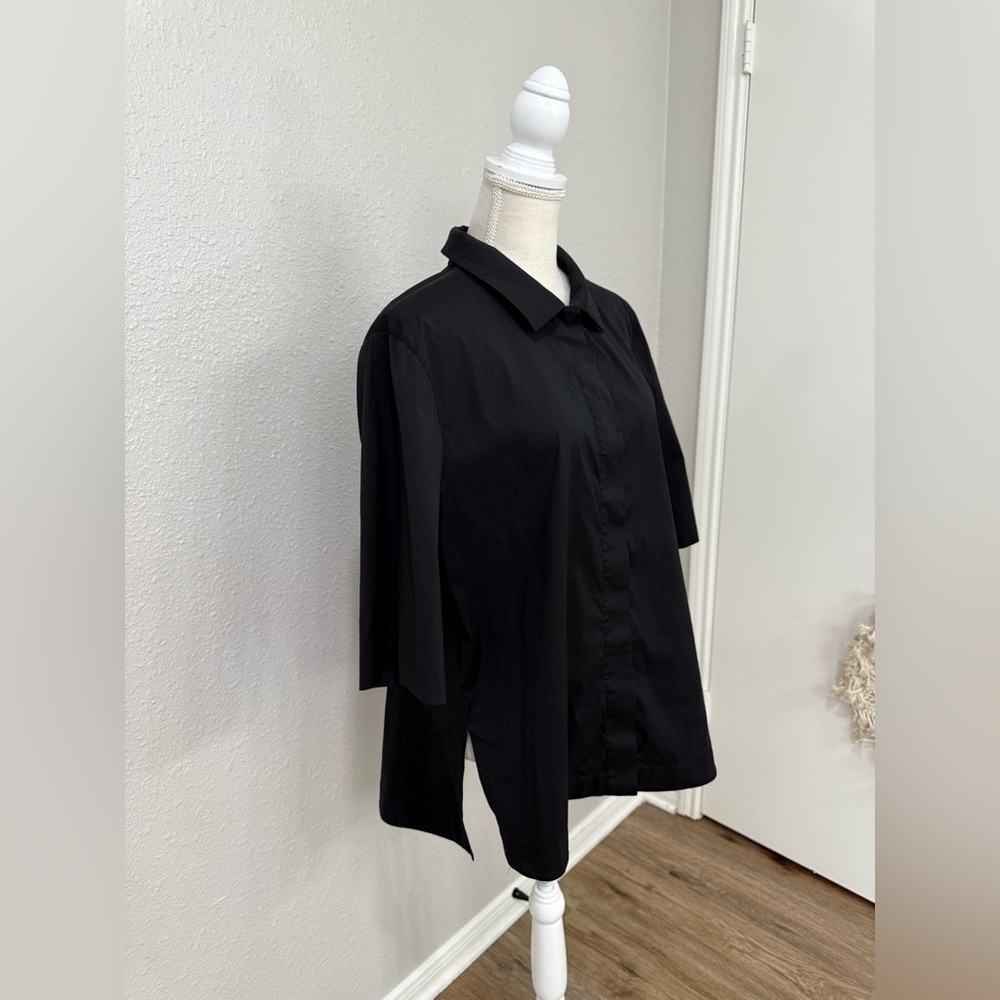 Lafayette 148 New York Plus Marla Blouse Women's Black XL - Picture 3 of 10